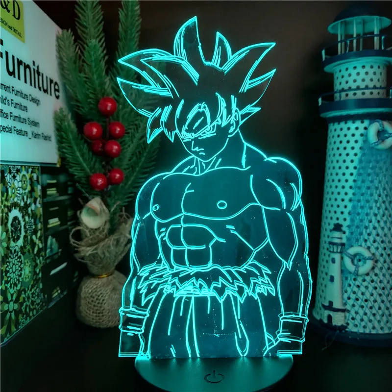 

Dragon Ball Super Ultra Instinct Goku Anime Figure 3D Lamp LED Figurine Juguetes Model Statue Brinquedos DBZ Goku Toy Collection