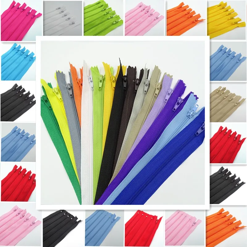 

100Pcs 3# (3-10 Inches) 7.5-25CM 20 Color Closed Nylon Coil Zipper Used for Luggage And Clothing
