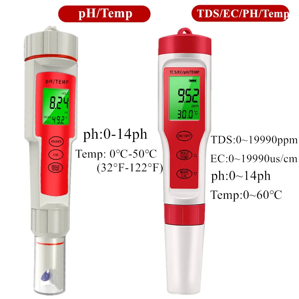 

2 /4 в 1 цифровой измеритель температуры PH TDS EC, прибор для измерения температуры, воды, для бассейна