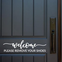 welcome please remove your shoes entryway door decal sticker mud room indoor outdoor friendly household welcome sign decor