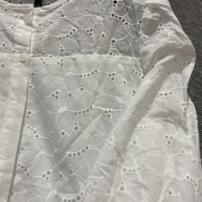 Женское ажурное мини-платье-рубашка повседневное свободное белое праздвечерние