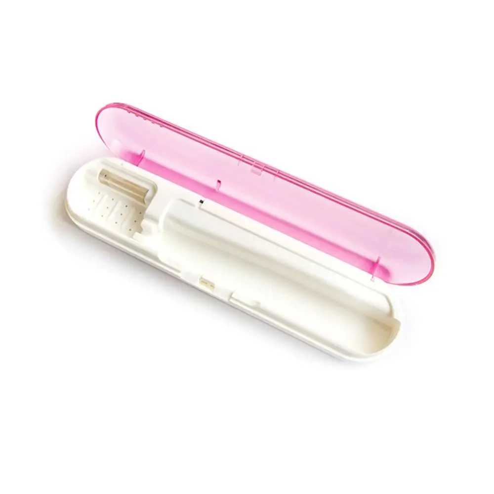 Pink 2 In1 UV Disinfection Toothbrush Box Toothbrush Head Sterilizer Portable Toothbrush Case Power By Battery For Household Travel - Цвет: Pink