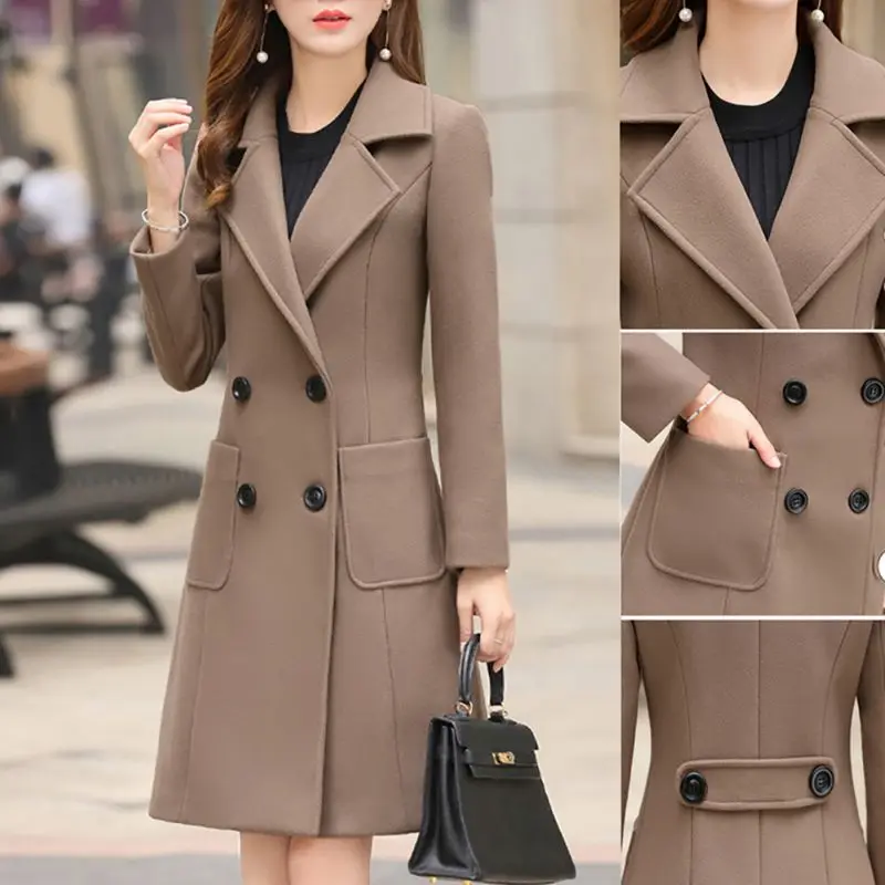 

Women Jacket Coat Korean Winter Long Sleeve Woolen Long Outwear Coat Loose Plus Size Manteau Femme Elegant Cardigans