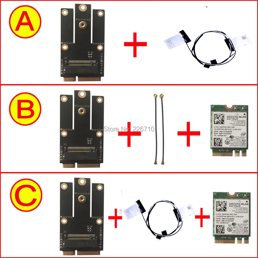 7260NGW Wi Fi WLAN карта Bluetooth 4 0 7260AC & NGFF к Мини PCI E адаптеру и IPEX 1 антеннаи Gen4 MHF4 Новинка|wifi