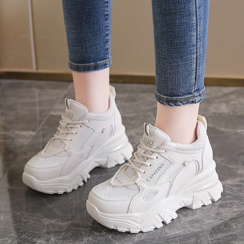 

Rimocy 2022 Spring Women Chunky Sneakers Thick Sole Height Increasing Vulcanized Shoes Woman Mesh Breathable Platform Sneakers