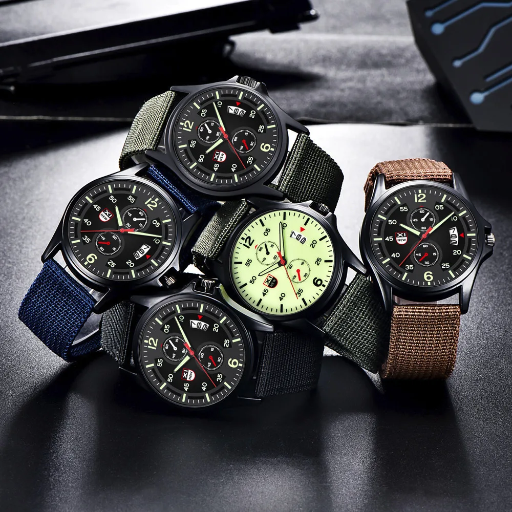 

Top Style Casual Sport Watches For Men Military Nylon Waterproof Date Quartz Analog Army 's Quartz Wrist Watches