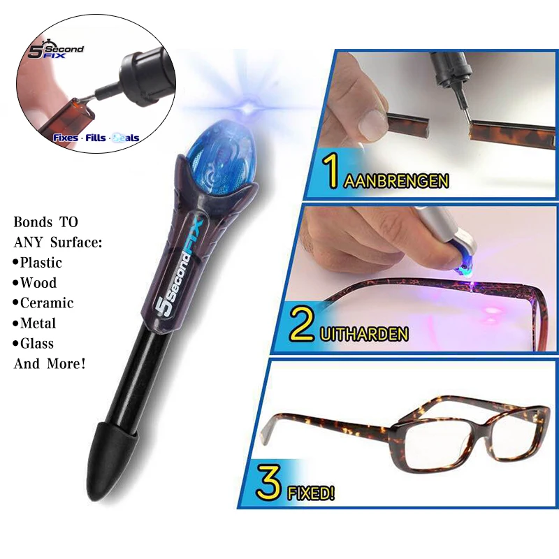 5 секунд Fix УФ светильник ручка стекло клей инструмент для ремонта с клеем супер