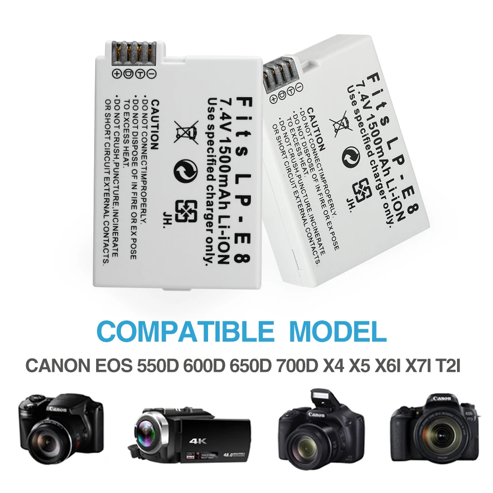LP E8 аккумулятор/1500 мАч батареи для камеры Canon EOS 550D 600D 650D 700D X4 X5 X6i X7i T2i LPE8 зарядное