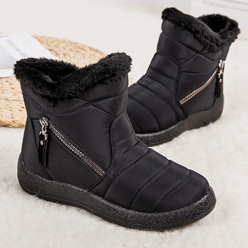 

Женские ботинки, новинка 2021, зимние ботинки для женщин, водонепроницаемые теплые зимние ботинки, женские ботильоны на молнии, зимняя женска...