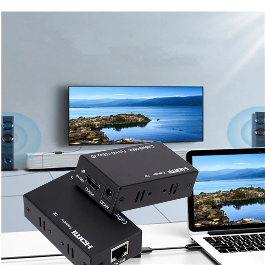 HD 100 м HDMI-совместимый удлинитель конвертер через CAT 5e 6 6e Cat5e/6 Cat6 UTP RJ45 LAN сетевая