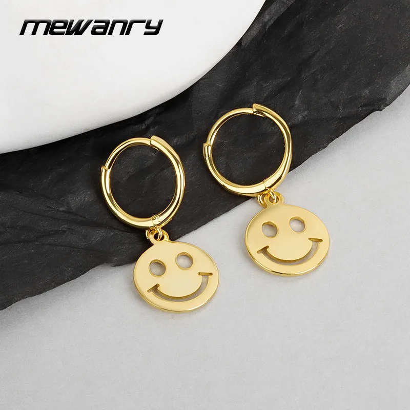 

Mewanry 925 Sterling Silver Earrings for Women New Trend Vintage Cute Smiley Jewelry Birthday Gifts Wholesale Prevent Allergy