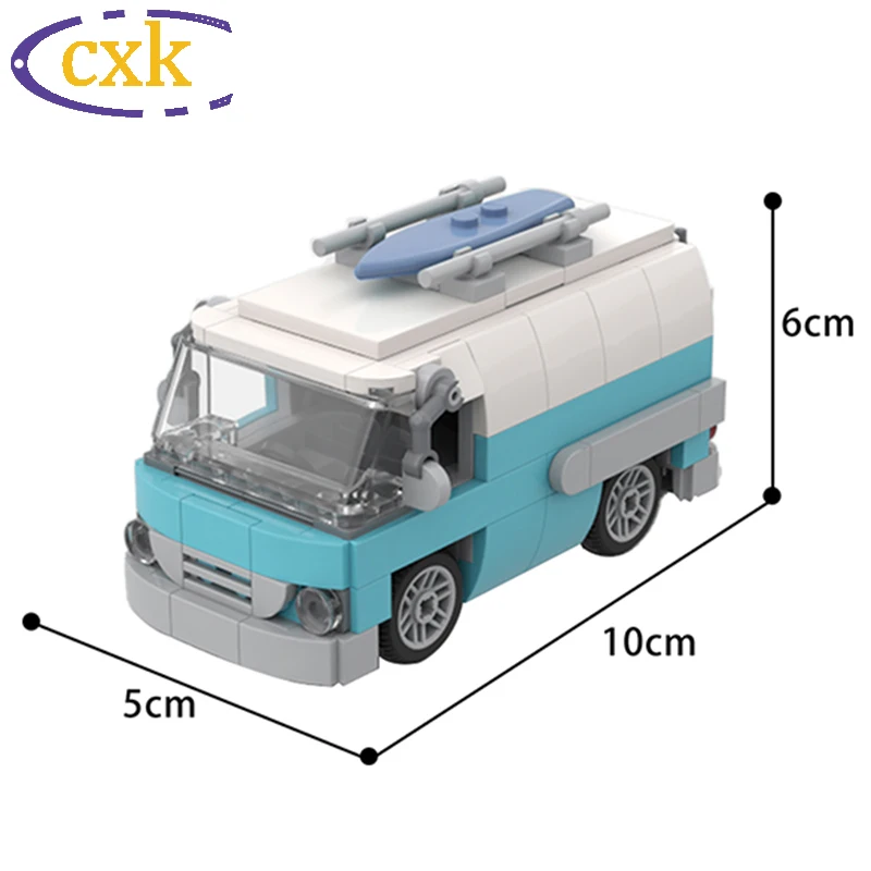 

High-Tech Van Car Vintage Surfer Vanby Bricks Moc Retro Minibus City Transport Vehicle Model Building Blocks Toys For Children