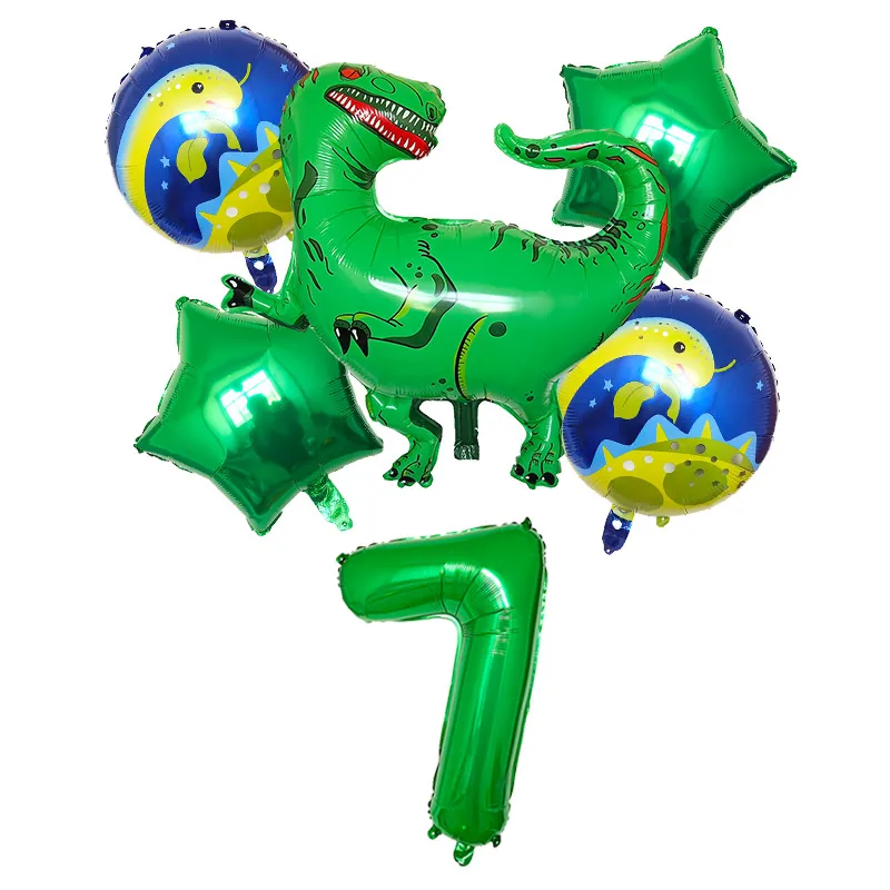 6 шт./компл. большой динозавр фольги Воздушные шары Зеленый Красный номер День