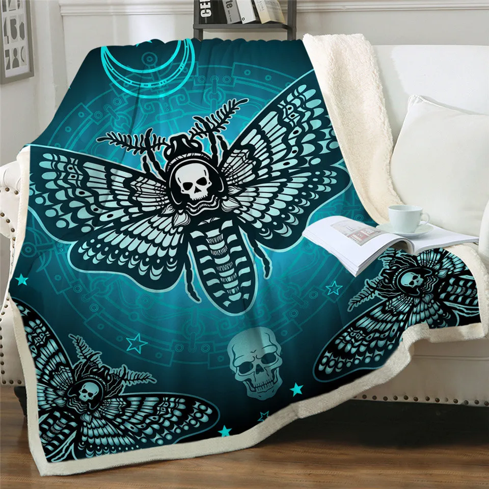 Постельные принадлежности Outlet Moth Sherpa пледы одеяло Готический Череп Астрология покрывало бабочка плюшевый диван одеяло Galaxy цветочные постельные принадлежности Koce