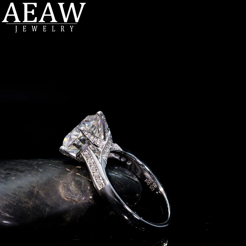 AEAW 5 карат 11 мм круглая огранка Цветок обручальное & кольцо муассанит с