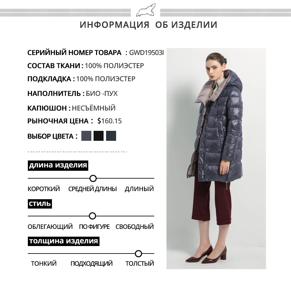ICEbear/Новинка года зимняя женская куртка высококачественное Женское пальто модные теплые женские пальто Брендовая женская одежда GWD19503I