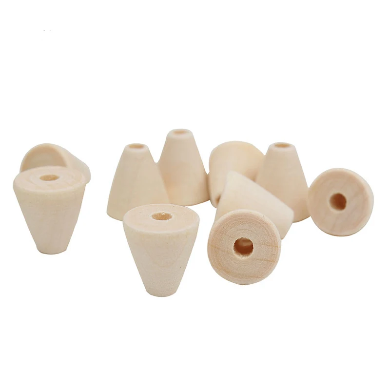 

DIY 50pcs/lot Natural wood color cone wood beads Spacer Beading Beads For Jewellery Findings Children Kids Toy Diy Wooden Bead