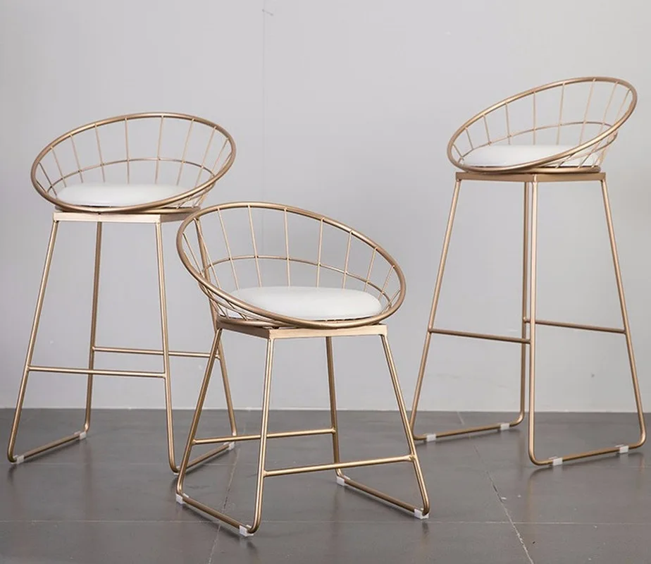 

Iron Leisure Chair Stool Home Coffee Counter cModern Bar Stools Metal Bar Chair Gold High Barstool Dining Chairhair