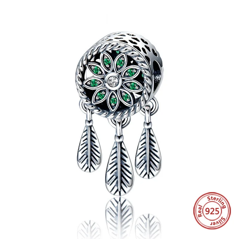 

Прекрасный новый 100% 925 стерлингового серебра в стиле «Ловец снов»; Синий циркон бусины Женская мода ювелирные изделия подходит для европейс...