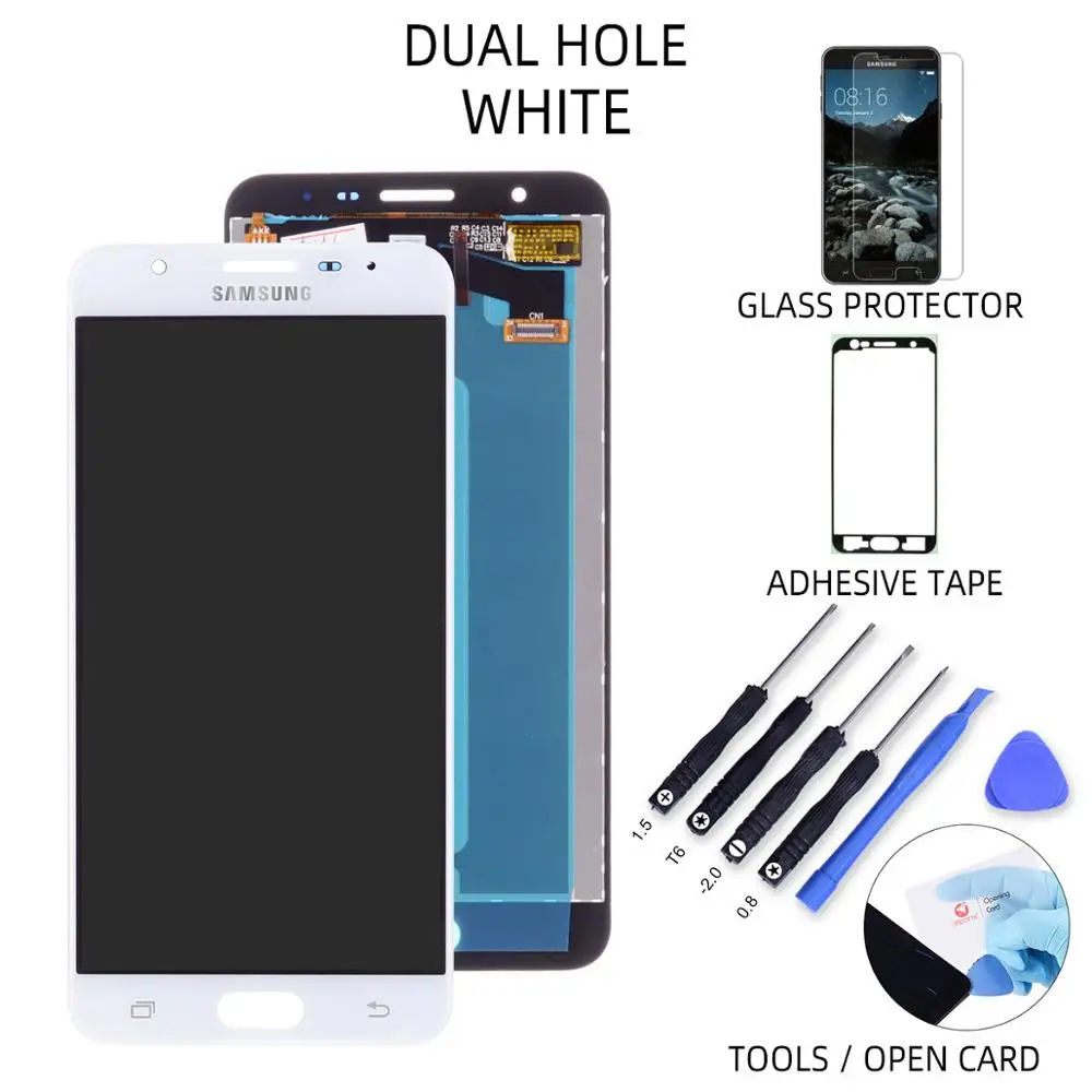 Dual Hole White 5,5 '' дисплей для SAMSUNG Galaxy J7 Prime lcd сенсорный экран G610 G610F G610M для SAMSUNG J7 Prime lcd - Цвет: Dual Hole White
