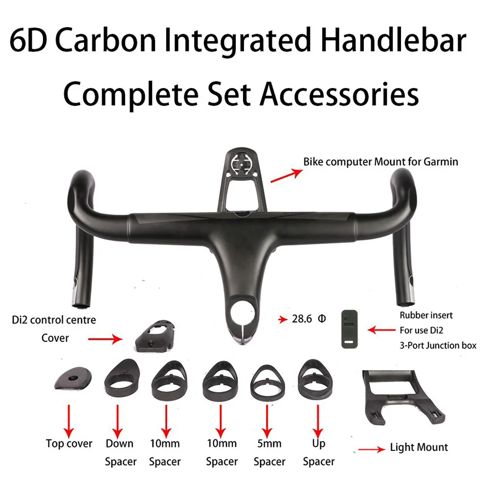6D Aero углеродный руль для шоссейного велосипеда с интегрированной подвеской 28 6 мм