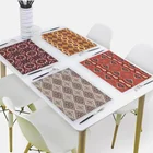 Коврик в клетку с рисунком мандалы, столовые Ретро полосатые коврики для стола, подставка под чашку, коврик с рисунком, кухонная подстилка, домашний декор, скатерть