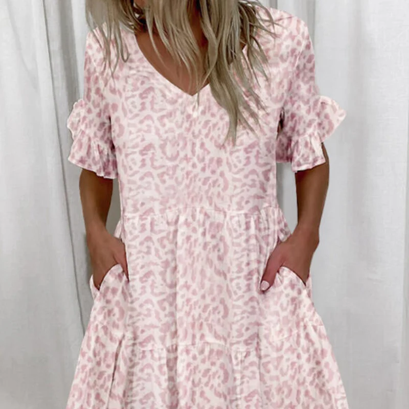

5XL Plus Size Women Short Dress Summer 2021 Casual Short Sleeve Printed Dress Ladies Dresses Loose Streetwear Clothing Vestidos