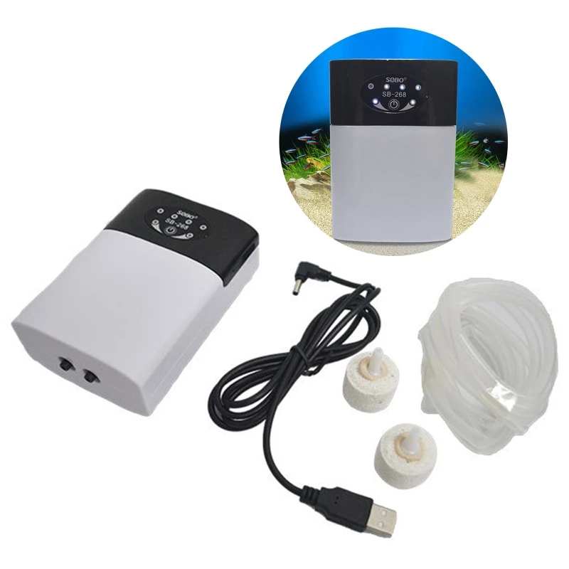 

Internal Aquarium Rechargeable Silent Oxygen Pump Turtle Tank Built-in USB Charging Port Portable Fish Tank Air Pump