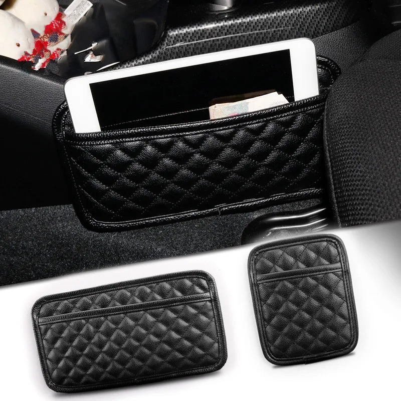

Universal Car PU Storage Bag Brand Stick-up Mesh Net Storage Bag Phone Holder Organizer Pouch Car Hanging Ornament Decoration