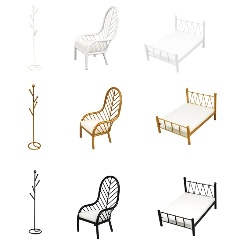 

Металлическая кукольная кровать, вешалка для стула, 30 см, кукла 1/6, аксессуары для кукол блайз, Барби, модная мебель, кровать для Барби