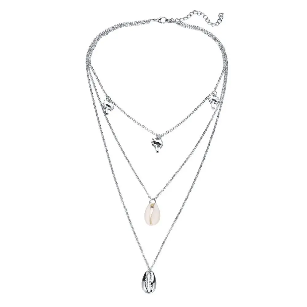 Простое многослойное ожерелье из бусин в виде скорлупы кокосовой пальмы женское