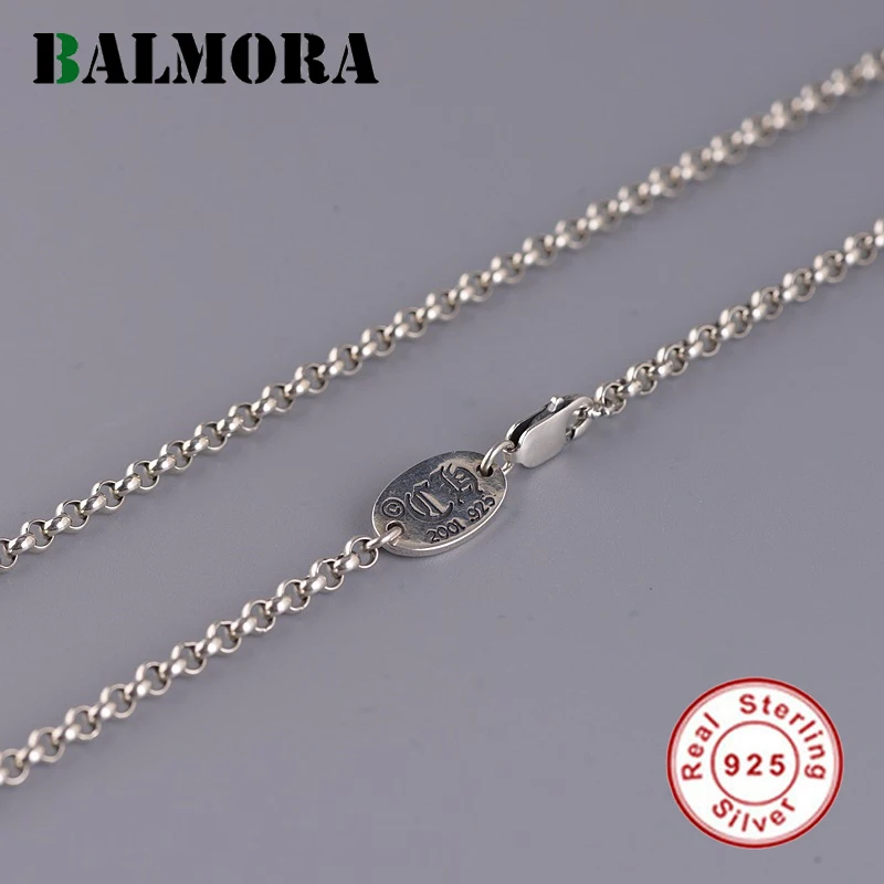 BALMORA, настоящее 925 пробы, серебряные цепочки, ожерелья для женщин, мужчин, пара, для DIY, подвески, аксессуары, простые, панк, мода, бижутерия