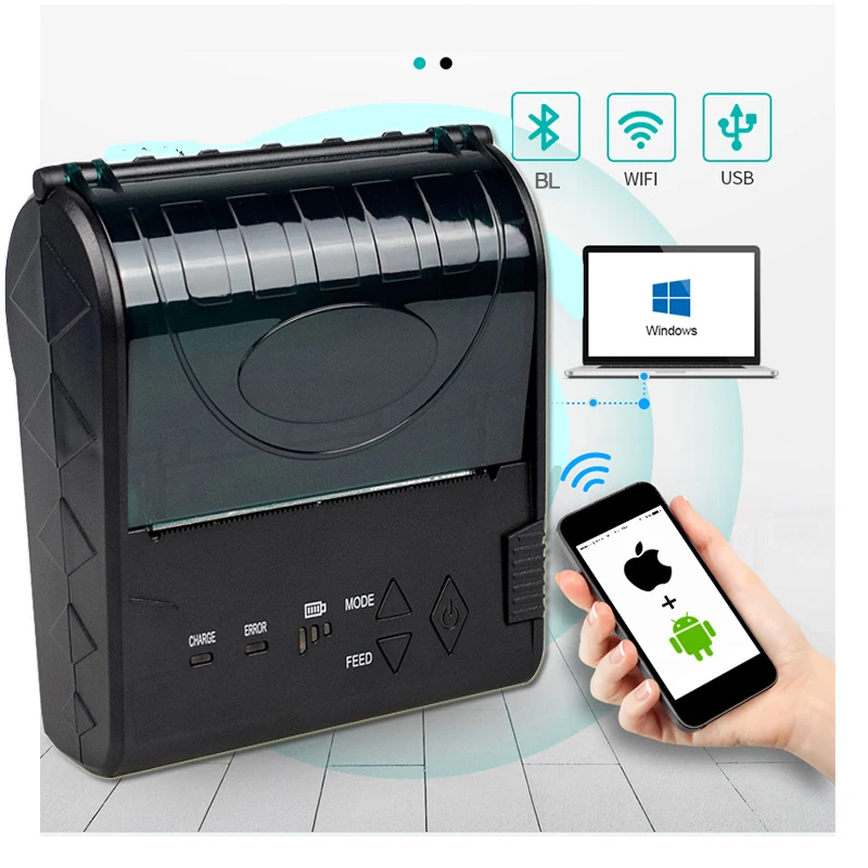 80 мм портативный Bluetooth термопринтер POS мини принтер bluetooth ios Термопринтер для
