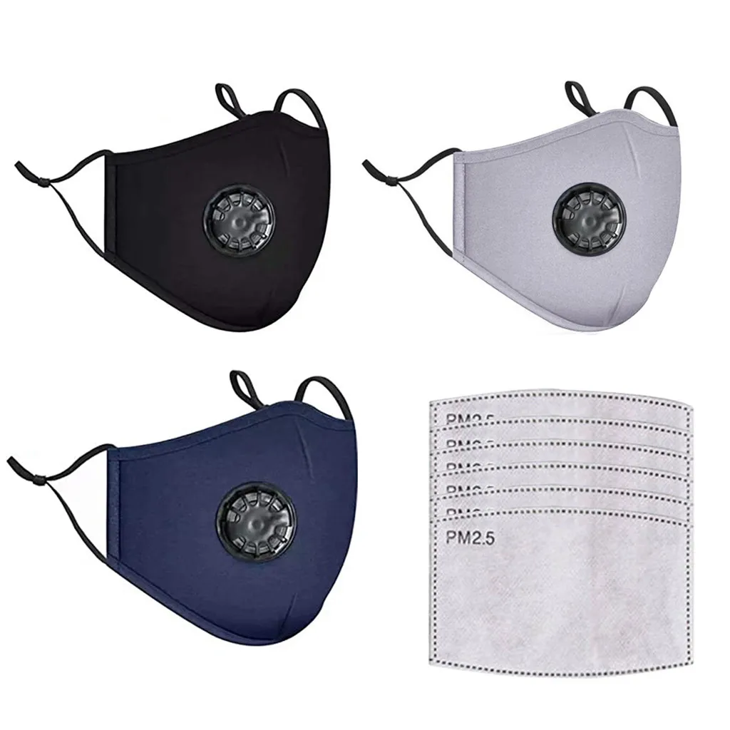 

3pcs Face Mask 6pcs Filter Reusable PM2.5 Mouth Mask Face Masks 100% Cotton Unisex Muffle Face Mouth Cover Maschere Mascarar