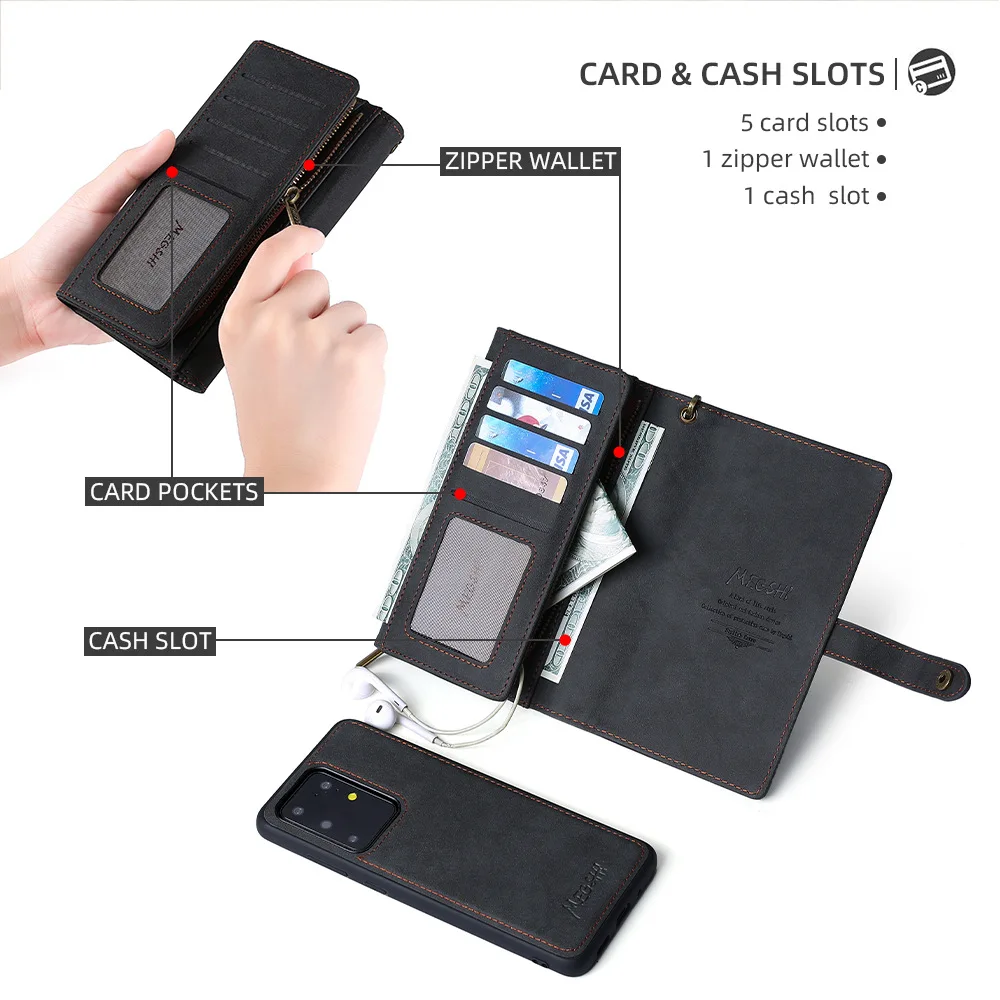 

MEGSHI-016 PU Leather With Card Pocket phone case for Samsung M31 A40 A50 A51 A70 A71 S8 S9 S10 S20 S21 Plus Note20 Ultra S20FE