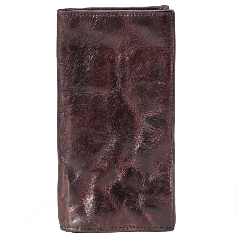 Винтажные модные тонкие мужские кошельки из натуральной воловьей кожи длинный
