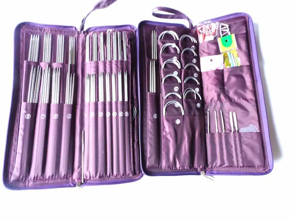 Ring Circular Needles Crochet Hooks Stainless Straight Weave Stitches Knitting Craft Case Double Head Needle | Дом и сад