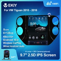 ekiy android 10 tesla vetical screen car radio for vw volkswagen tiguan 2010 2016 multimedia navigation gps stereo 2 din no dvd
