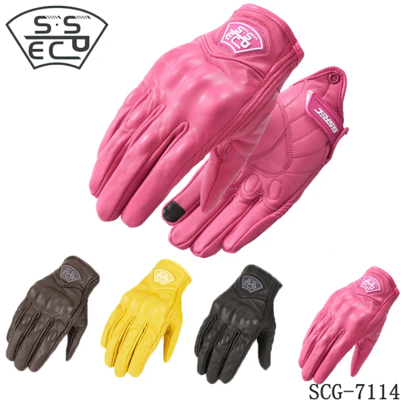 

XS - XL Summer Motorcycle Gloves Leather Women Pink Men Glove Country Tour Motorbike Gloves Fingerless Moto Bike Motocross Luvas