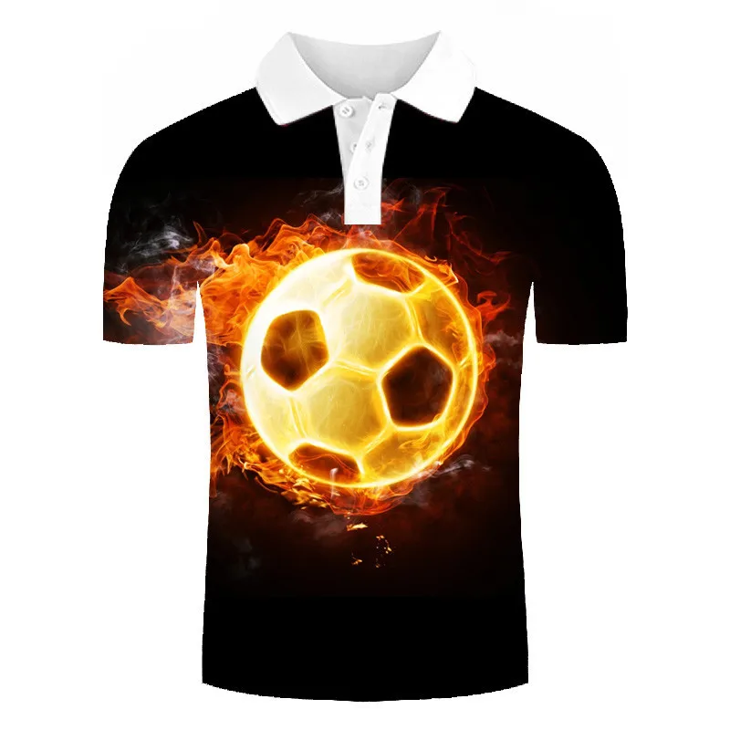 

US Size 2021 Men's Flame Football 3D Print Quick Dry Shirts Short Sleeve Jerseys Polo Mens Camisa Masculina Tee Tops