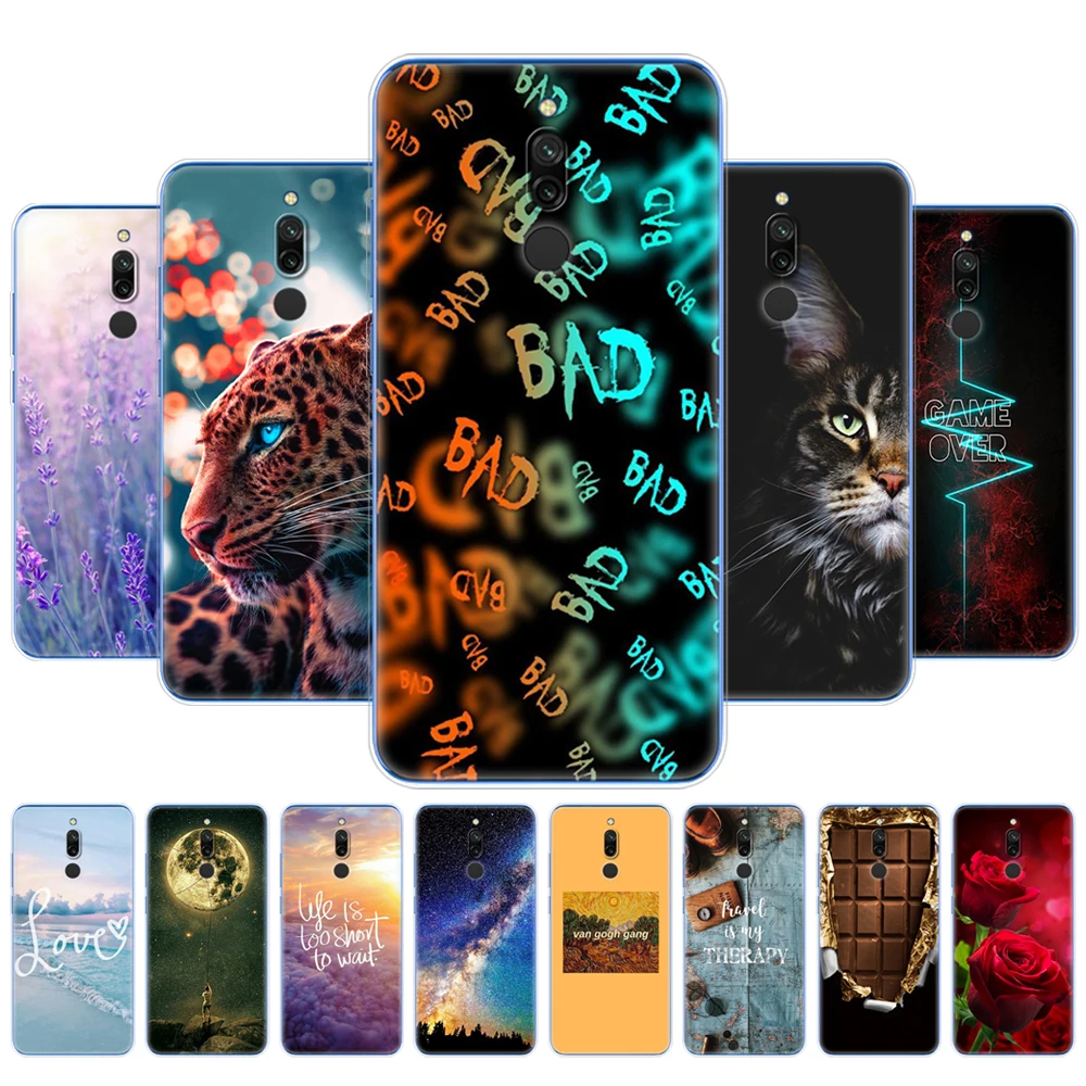 

for xiaomi redmi 8 cases silicon full protection soft tpu back cover on redmi 8 bumper hongmi 8 phone shell bag coque
