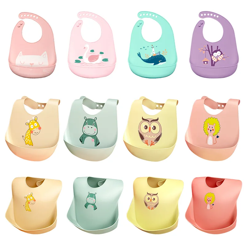 

Baby Bibs Waterproof Silicone Feeding Baby Saliva Towel Newborn Cartoon Aprons Baby Bibs Adjustable Different Styles of Bibs