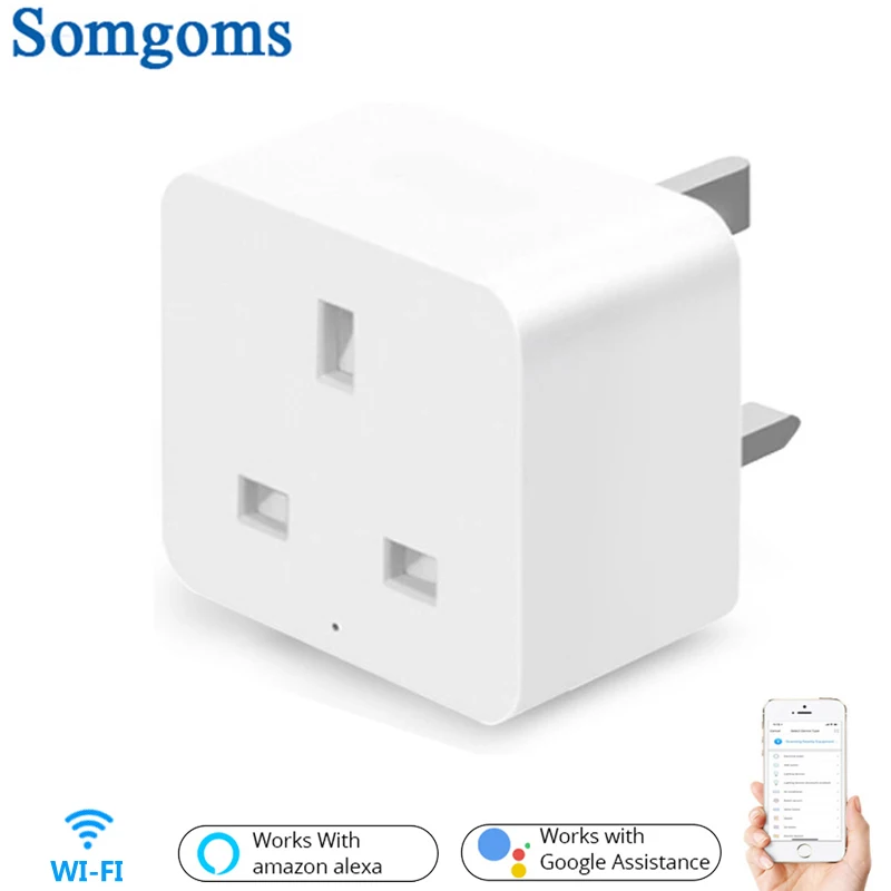 

UK WiFi Smart Socket Power Plug Outlet Mobile APP Remote Control Work with Alexa Google Home No Hub Required Smart Socket