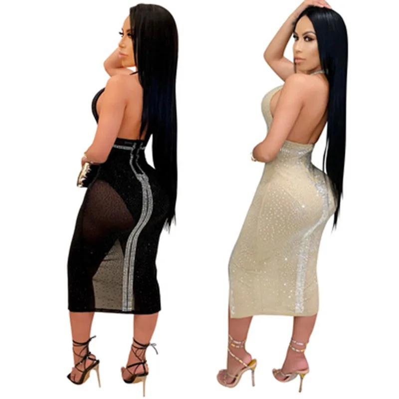 

Summer Sexy Dresses For Women Party Perspective Fashion Black Bodycon Dress Club Outfits For Woman Nightclub Hot Diamond Tops