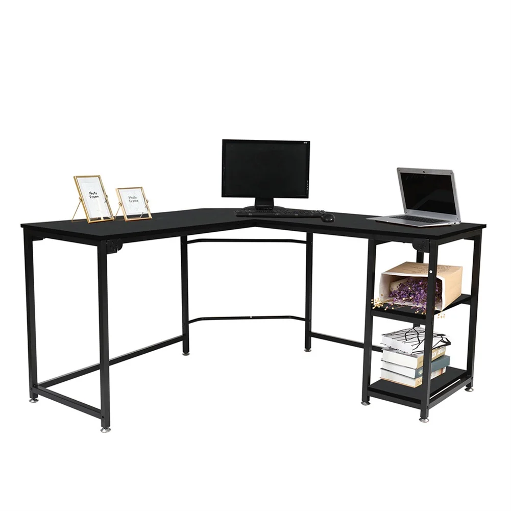 

Офисная мебель, компьютерный стол, L-образный угловой стол для ноутбука, стальная рама, стоячие столы, черный 138X138X7 см