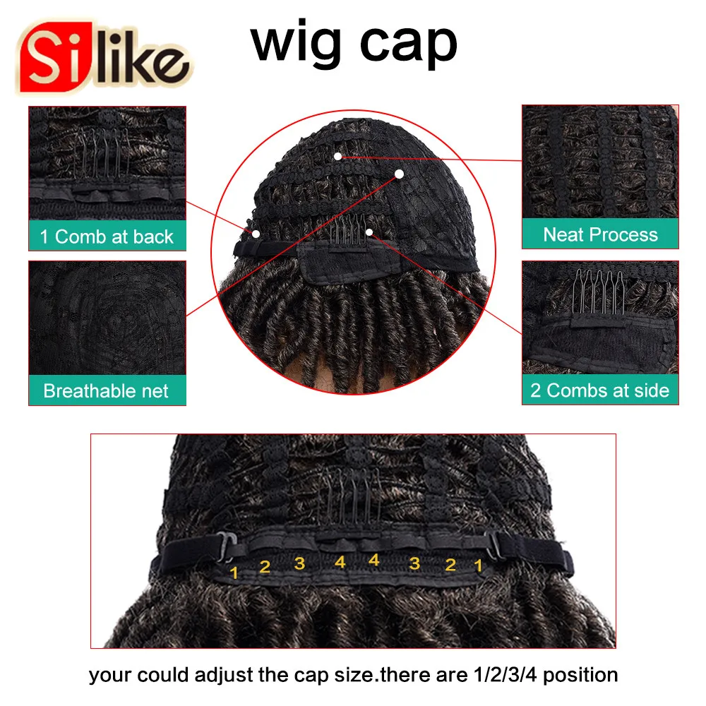 

Silike Soft Short Synthetic Wigs For Black Women 6 inch Low Temperature Fiber Dreadlock Ombre Burg Crochet Twist Hair