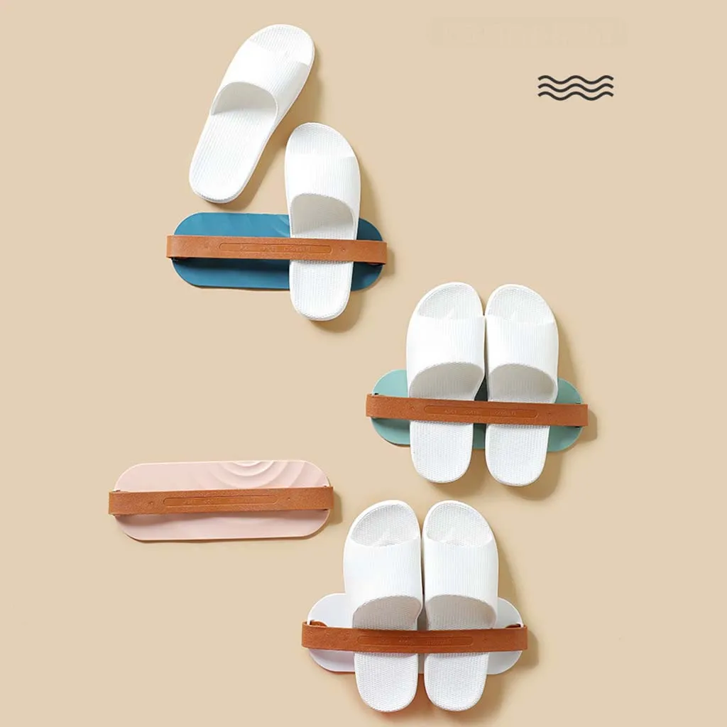 Держатель для хранения дома пластиковая настенная вешалка тапочки органайзер на