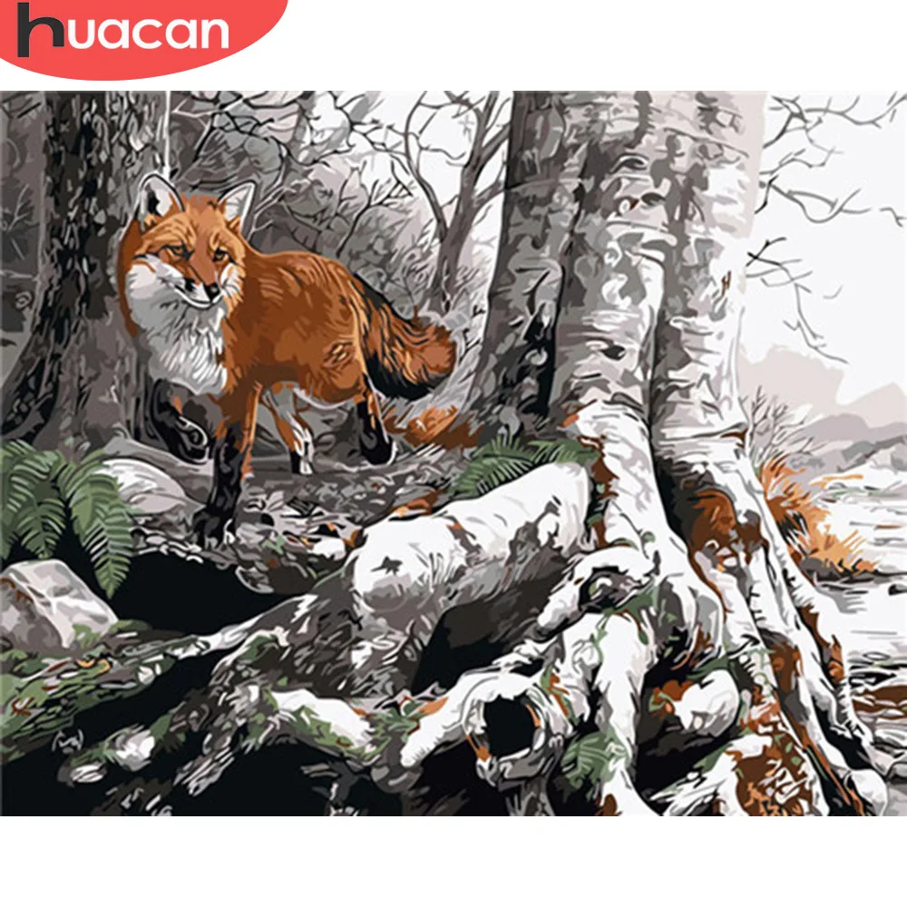 HUACAN Pictures By Numbers Fox Animal Kits Drawing Canvas Hand Painted DIY Painting Coloring Art Home Decor | Дом и сад