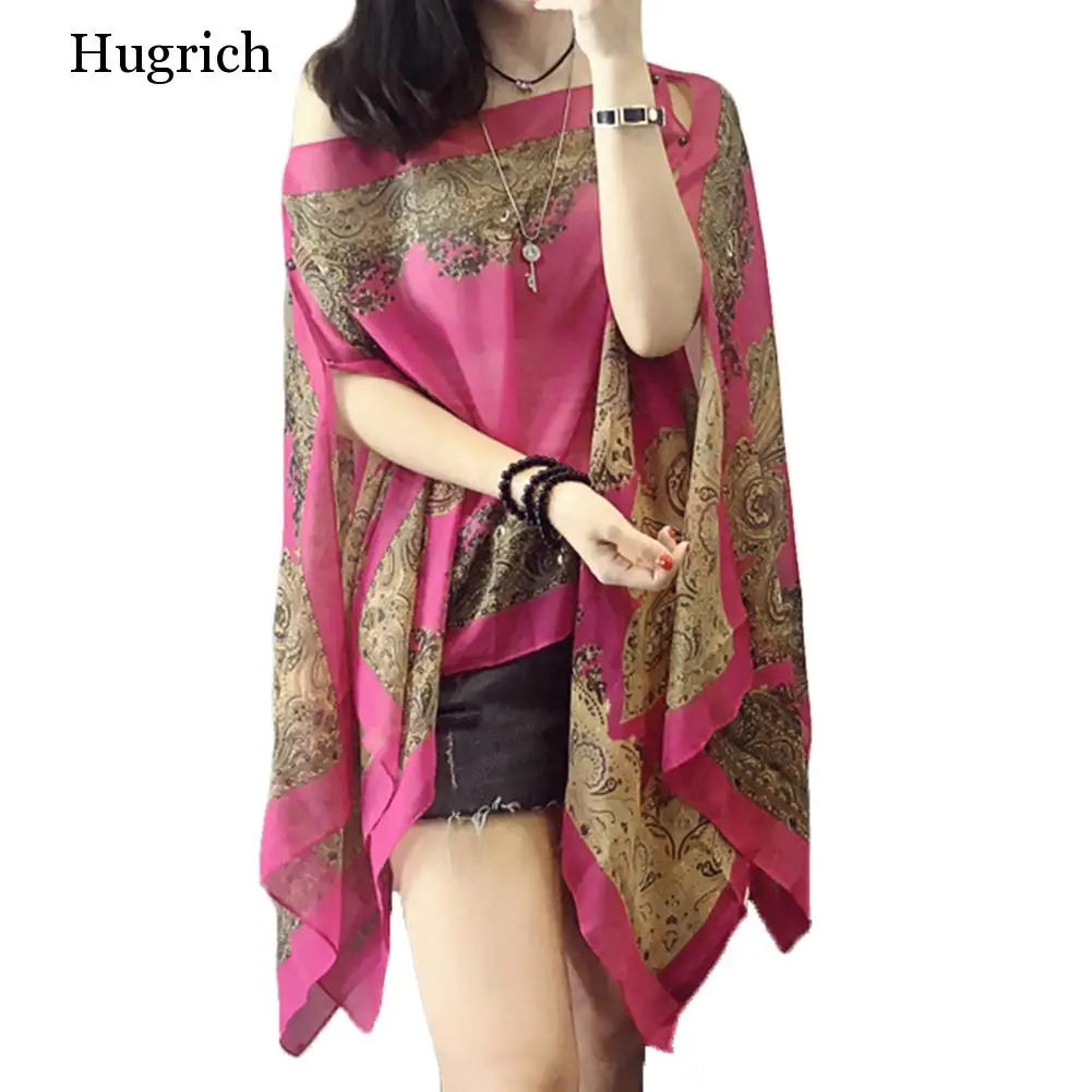 Летние женские рубашки Fabala размера плюс Цветочные накидки с длинным рукавом шарф