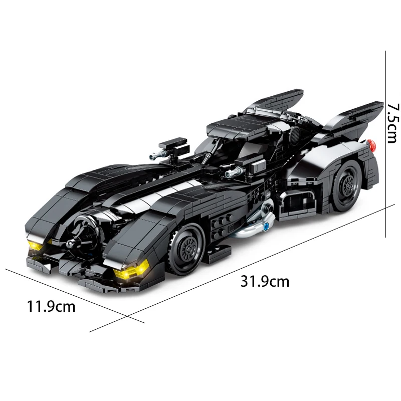 

966pcs High-tech Military SWAT Batmobile Car Building Blocks Pullback Expert Super Hero Movie Vehicle Bricks Toys For Children